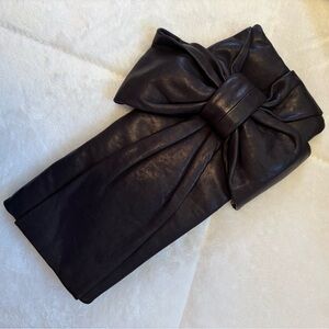 Elegant Kate Spade Black Leather Clutch with Bow